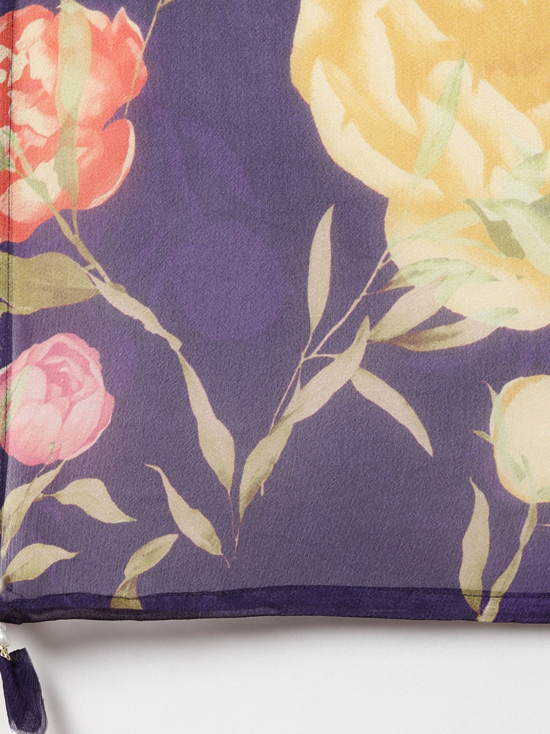 Neerus Purple chiffon printed suit set - detail view 4