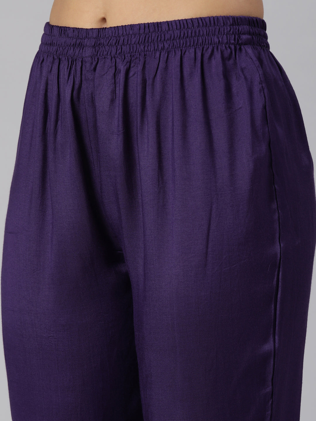 Neerus Purple chiffon printed suit set - detail view 3