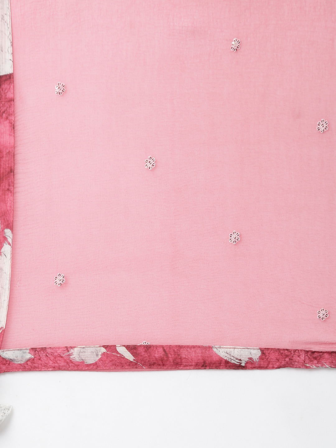 Neerus Pink floral embroidered straight kurta set - detail view 4