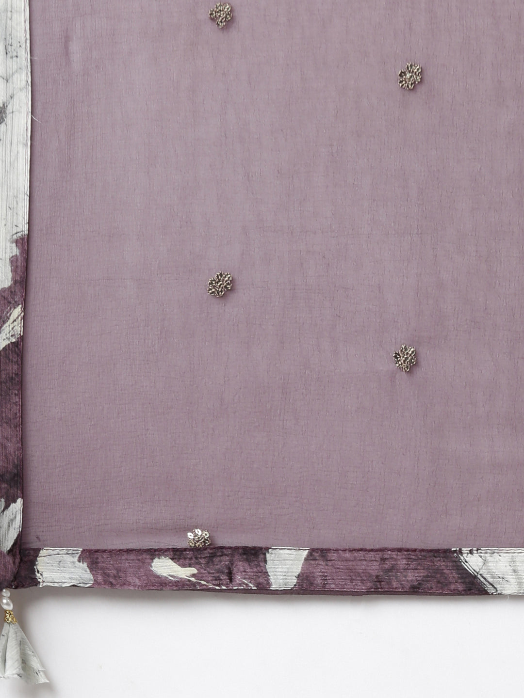 Neerus Pink printed floral kurta set with trouser and dupatta - detail view 4