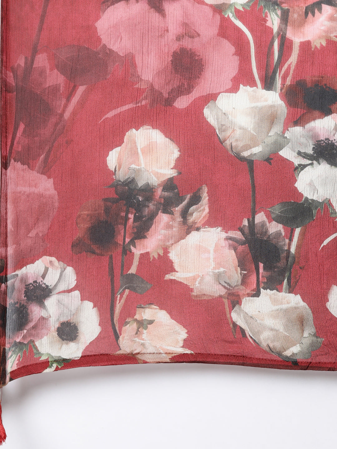 Neerus Maroon printed floral straight suit set - detail view 4