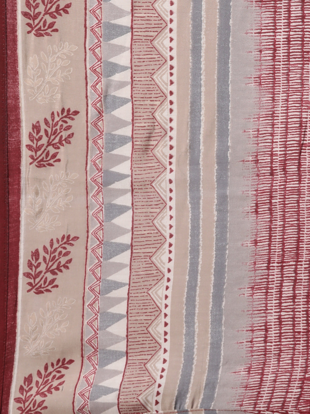 Neerus Maroon Printed Floral Suit Set - detail view 4