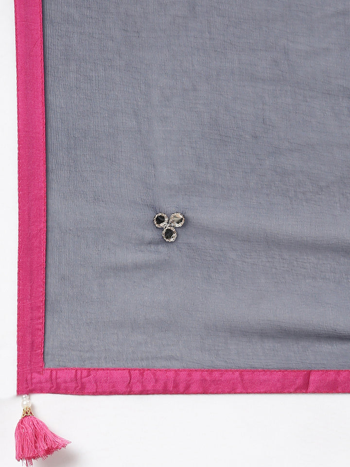 Neerus Blue rayon printed suit set - detail view 4