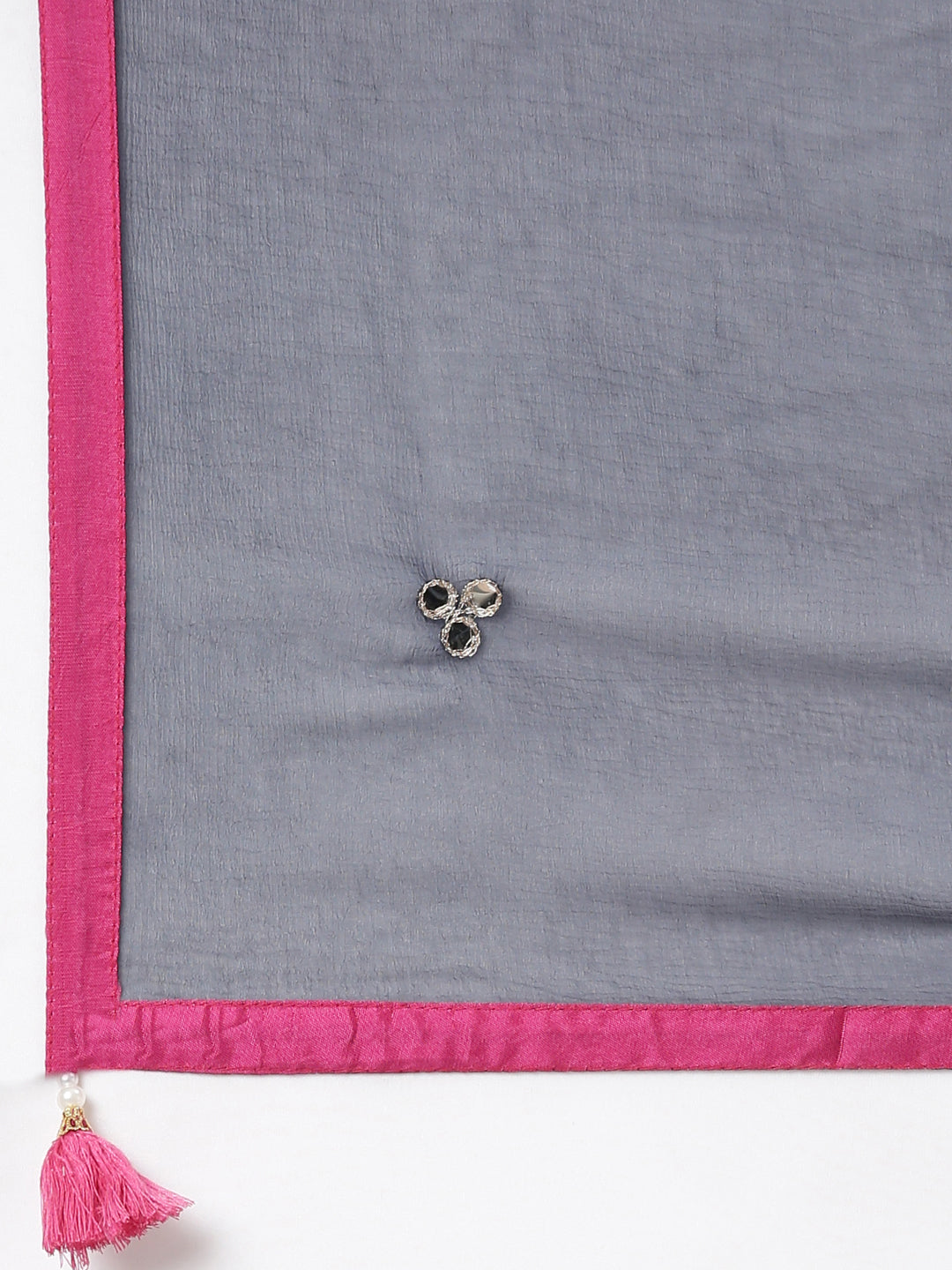 Neerus Navy Blue Regular Straight Floral Kurta And  Trousers With Dupatta
