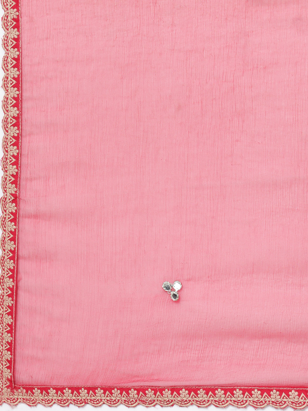 Neerus Pink embroidered straight kurta suit set with dupatta - detail view 4