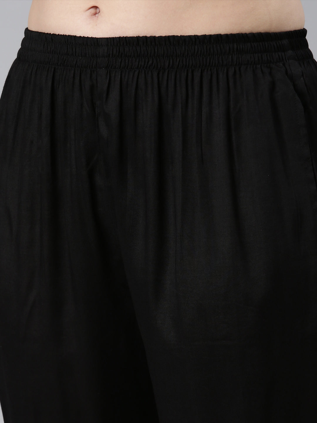 Neerus Black silk printed striped suit set - detail view 2