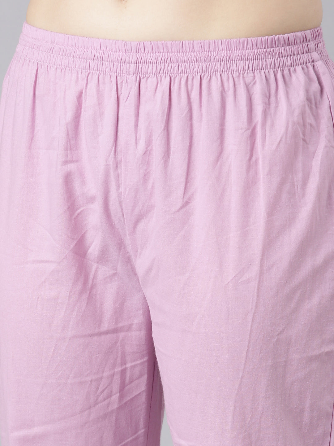 Neerus White cotton solid kurta suit set - detail view 4