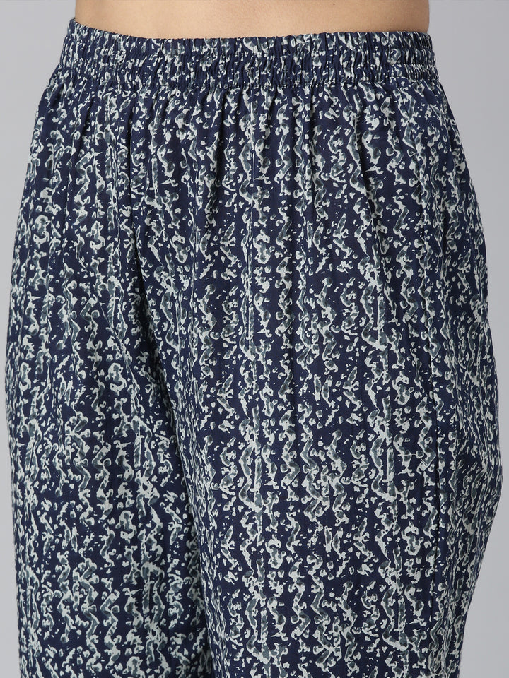 Neerus Blue cotton printed straight suit set - detail view 3