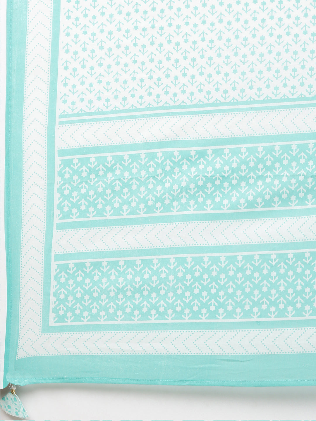 Neerus Green cotton printed anarkali kurta set - detail view 4