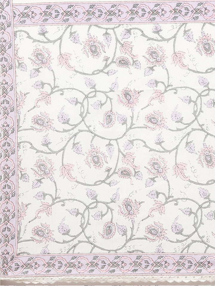 Neerus Cream Pleated Anarkali Printed Readymade suits