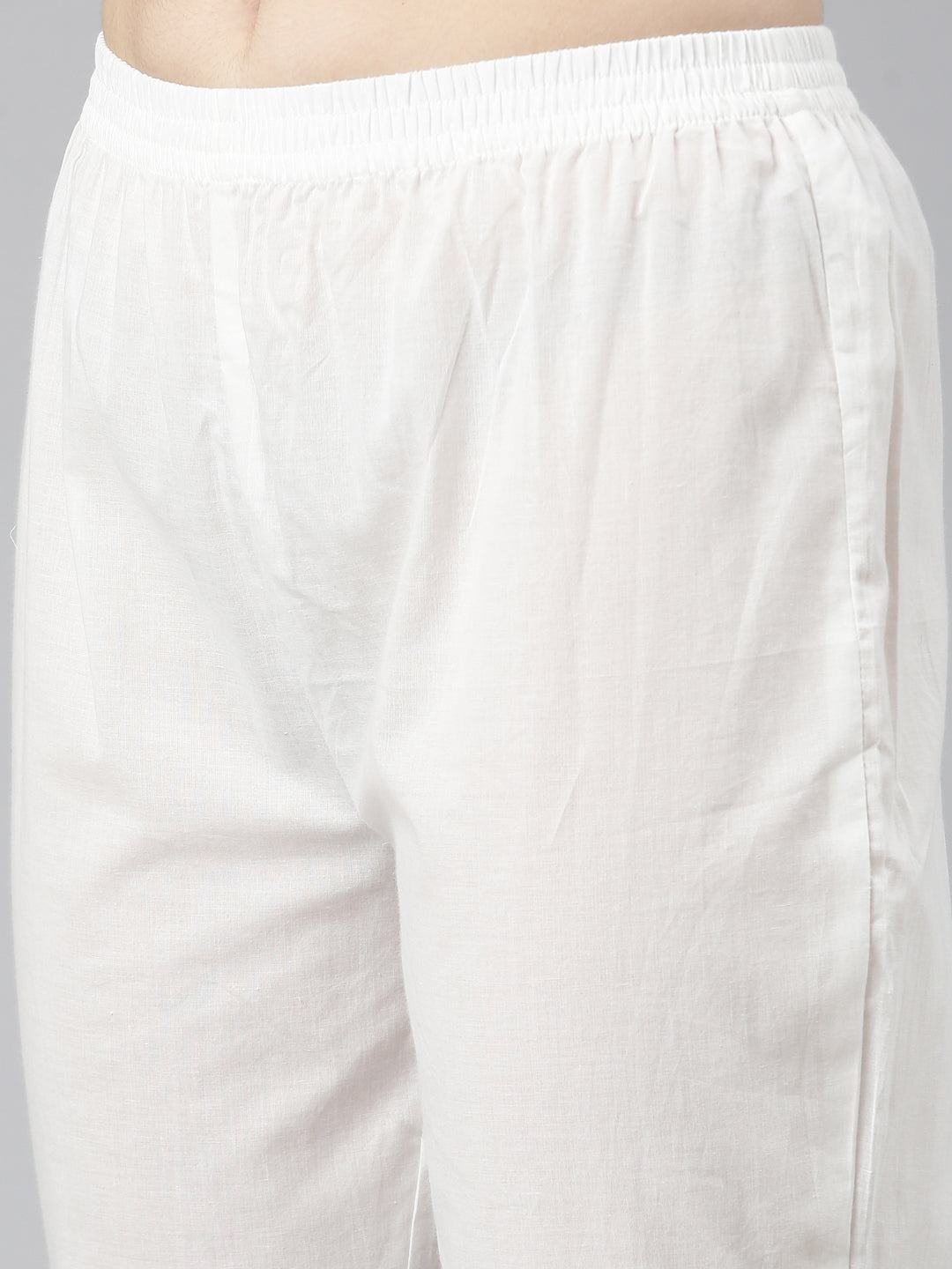 Neerus White printed straight kurta set with trouser and dupatta - detail view 3