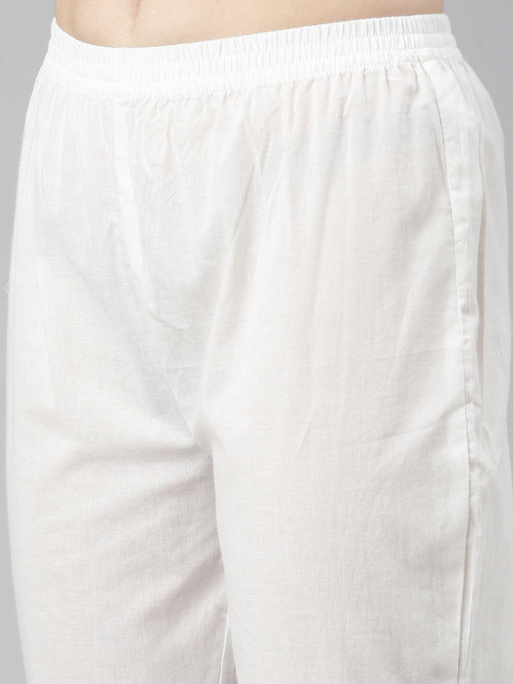 Neerus White printed straight kurta set with trouser and dupatta - detail view 3