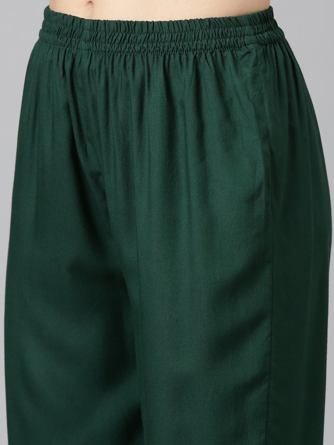 Neerus Green embroidered straight kurta set with dupatta - detail view 3