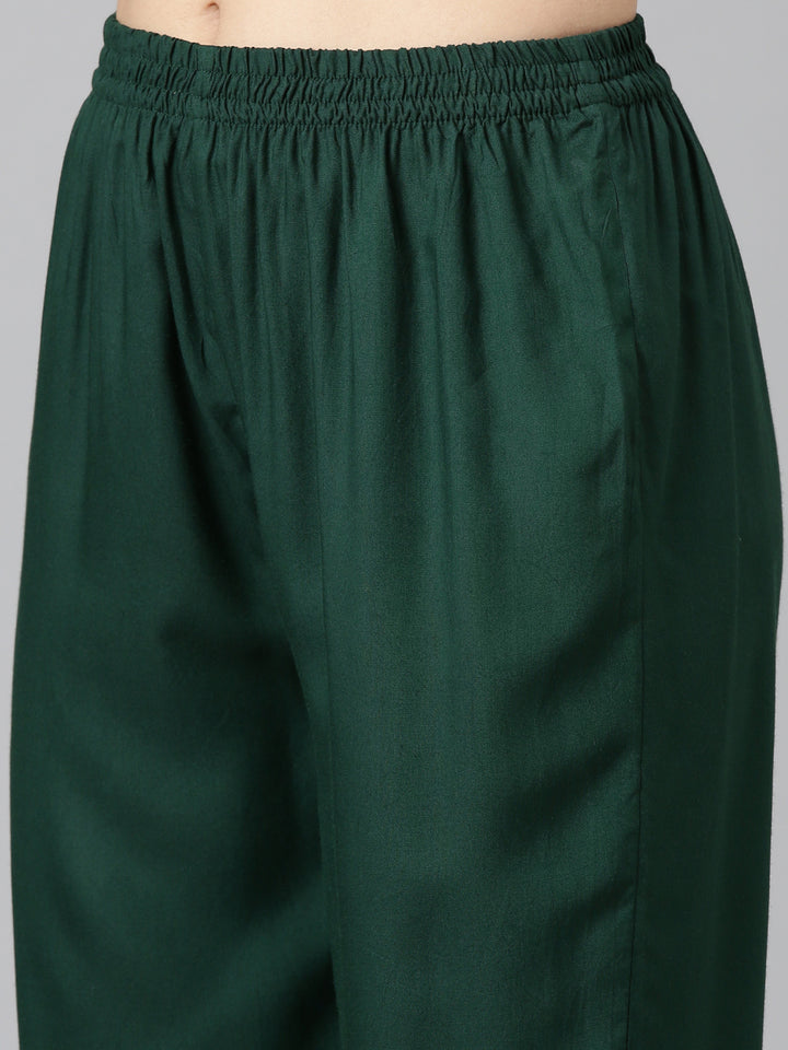 Neerus Green embroidered straight kurta set with dupatta - detail view 3