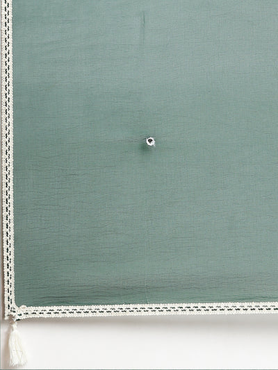Neeru's Green Regular Straight Embroidered Kurta And Trousers With Dupatta