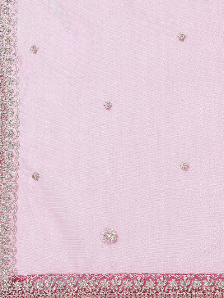 Banaras pink emrboidered Three piece ghagra set