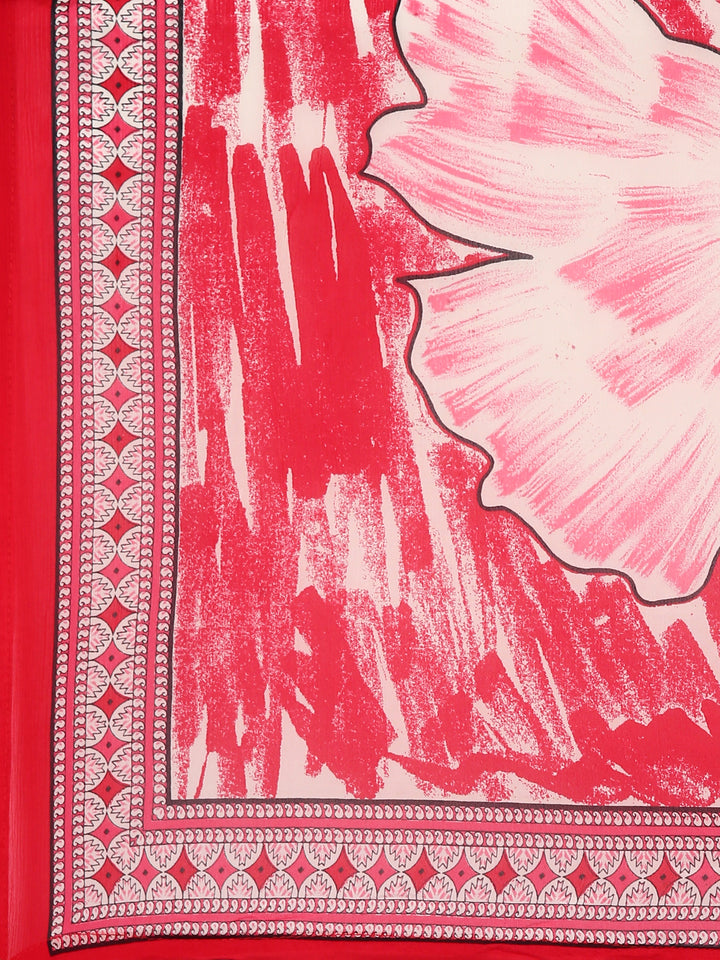 Rani Pink Dola Silk Digital Print Three Piece Set