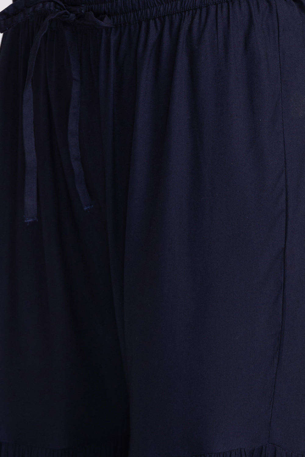 Neerus Blue Floral Embroidered Sequinned Kurta With Sharara Dupatta