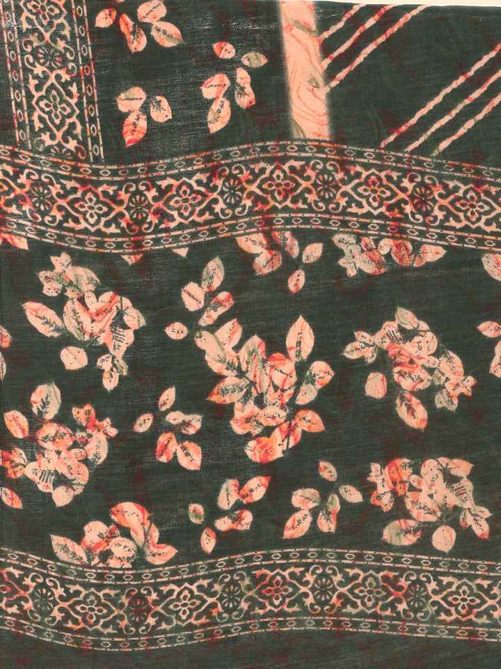 Peacock Green Printed suit set with dupatta