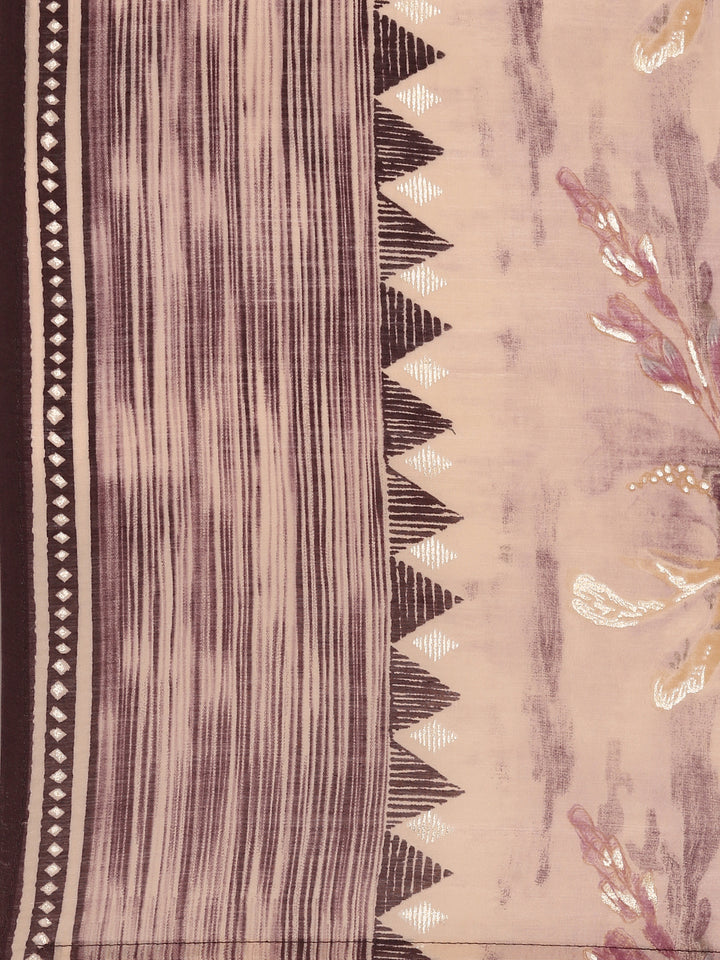 Lavender Modal Silk Floral Digital Print Three Piece Set