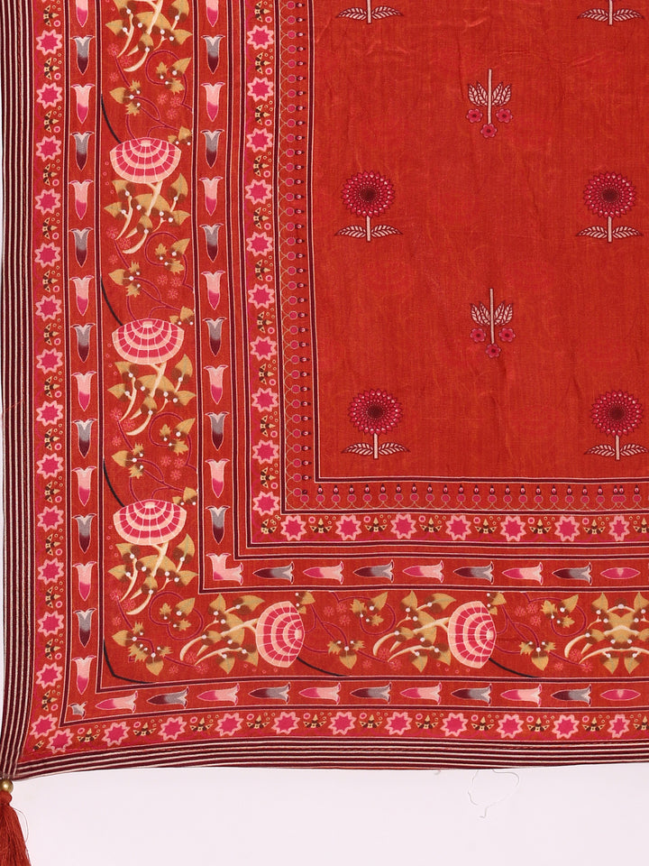 Blunt Orange Dola Silk Digital Print Three Piece Set