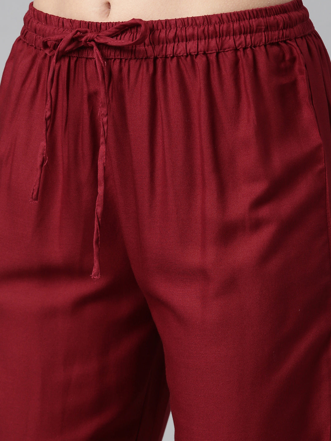 Neerus Maroon floral printed suit set - detail view 3