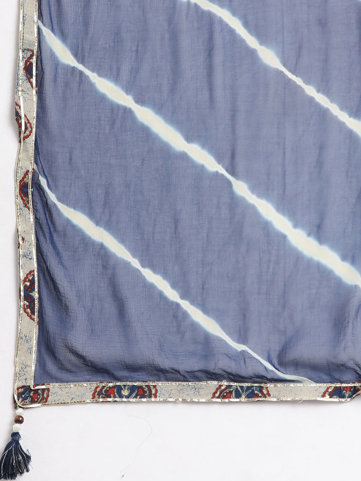 Neerus Women Blue Anarkali Kurti and Sharara With Dupatta