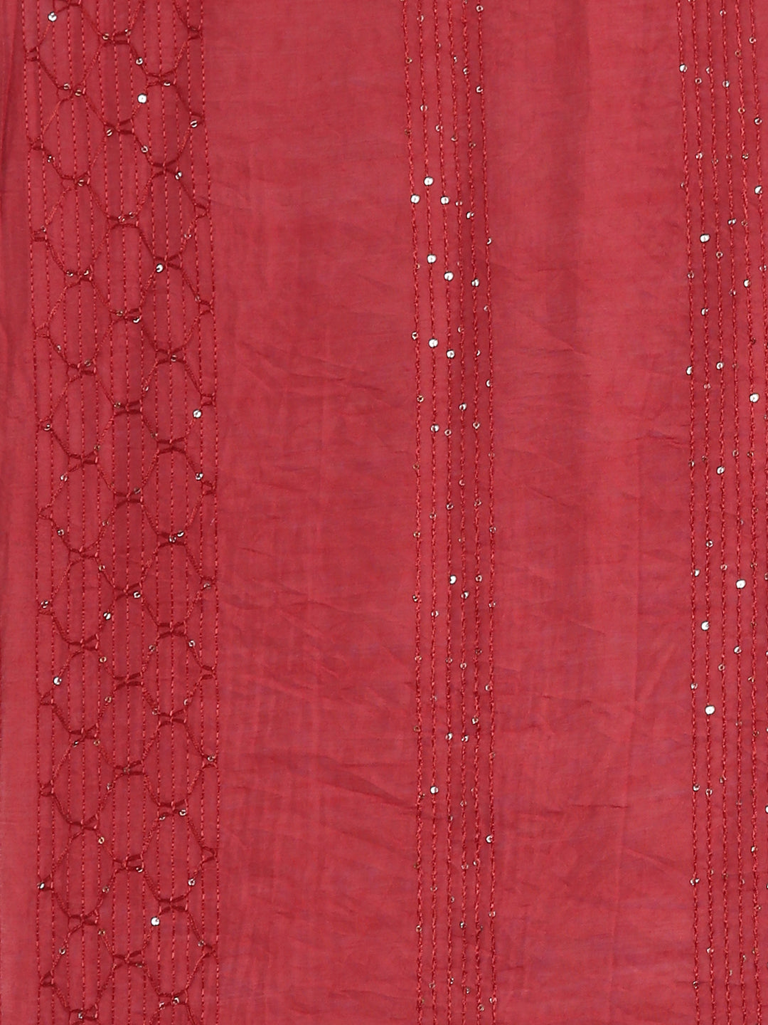 Neerus Red slub cotton printed suit set - detail view 5