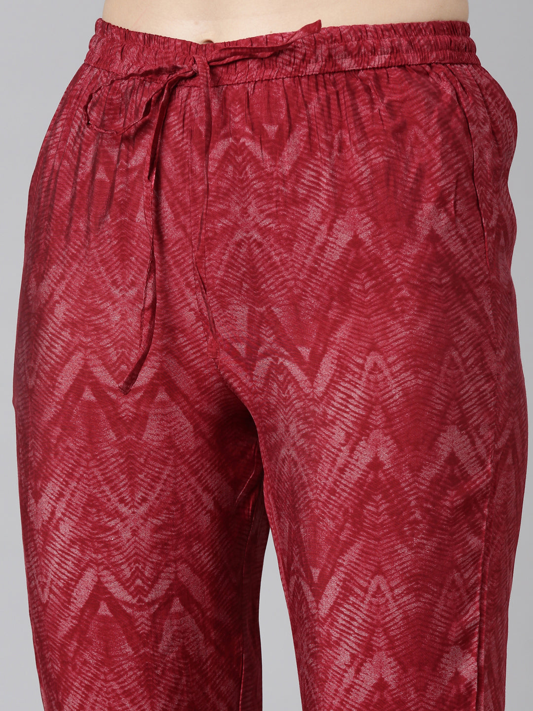 Neerus Maroon printed straight kurta set - detail view 3
