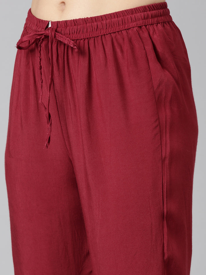 Neerus Maroon Regular Straight Embroidered Readymade suits