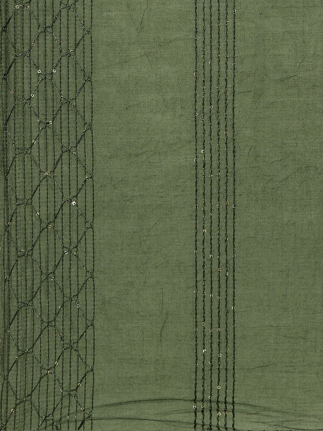 Neerus Green embroidered straight kurta set with trouser and dupatta - detail view 4