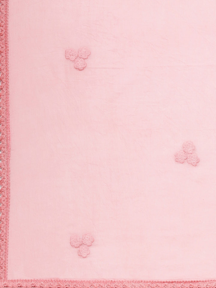 Neerus Pink panelled straight suit set kurta with trouser and dupatta - detail view 5