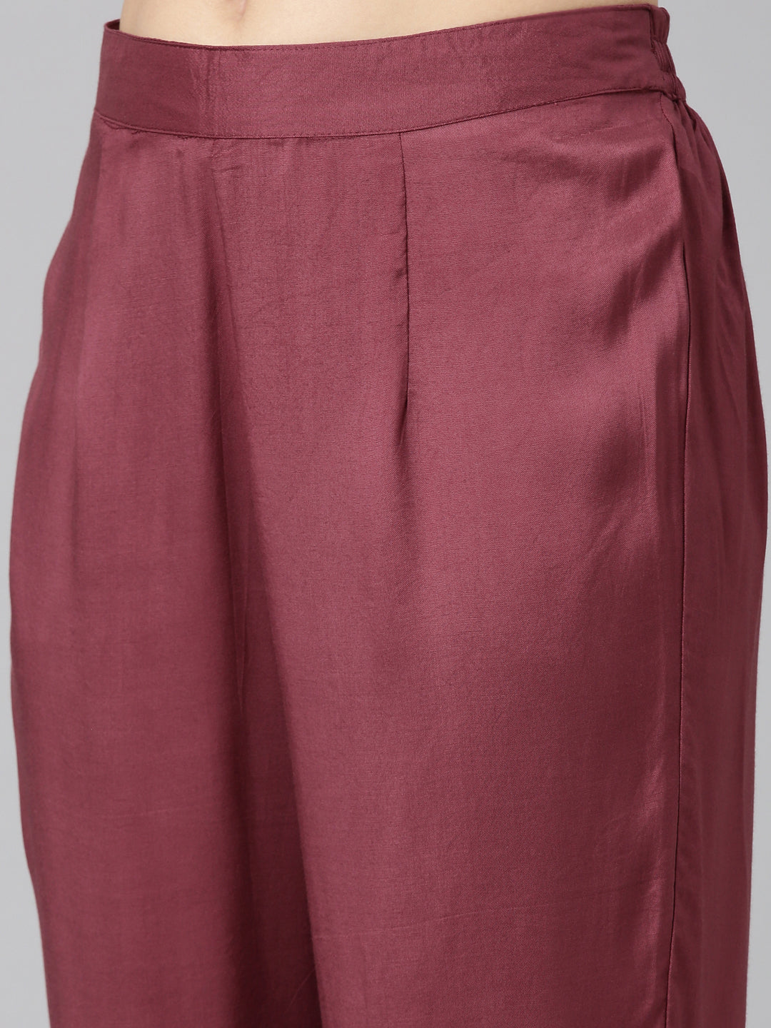 Neeru's Pink Pleated Straight Printed Kurta And Trousers With Dupatta