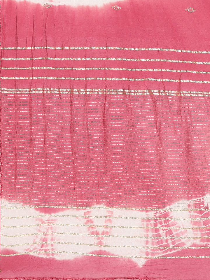 Neerus Pink printed straight kurta set with dupatta - detail view 4