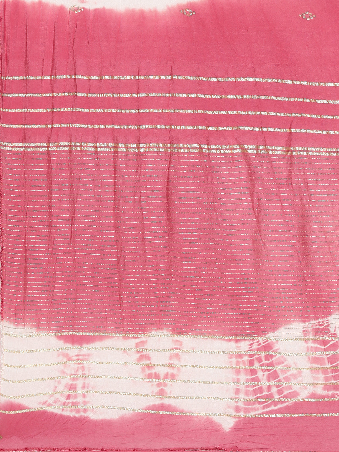 Neerus Pink Pleated Straight Printed Kurta And Trousers With Dupatta