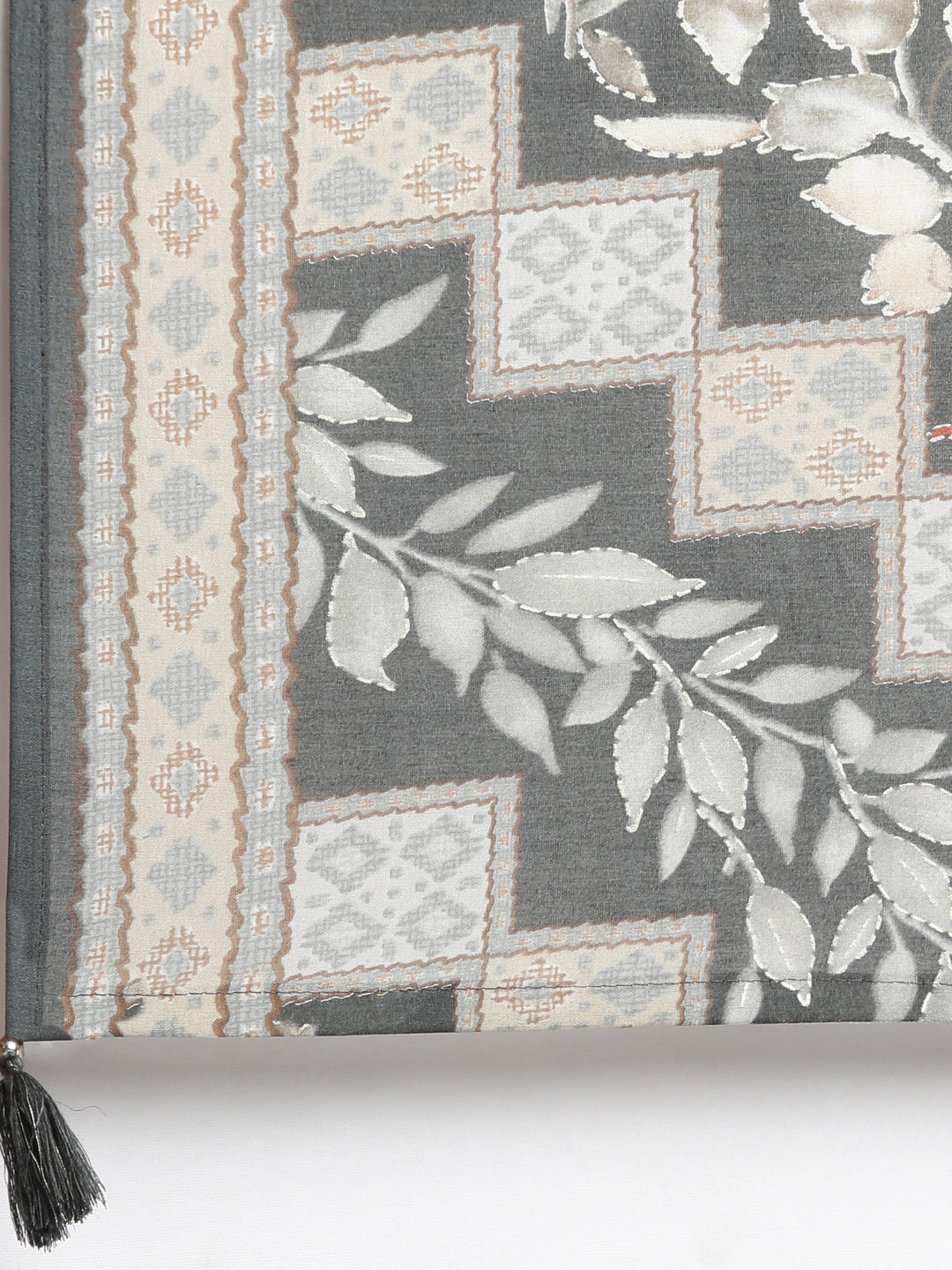 Neerus Grey printed straight kurta set with dupatta - detail view 4
