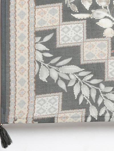 Neeru's Grey Regular Straight Printed Kurta And Salwar With Dupatta