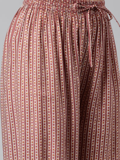 Neeru's Pink Regular Straight Printed Kurta And Salwar With Dupatta