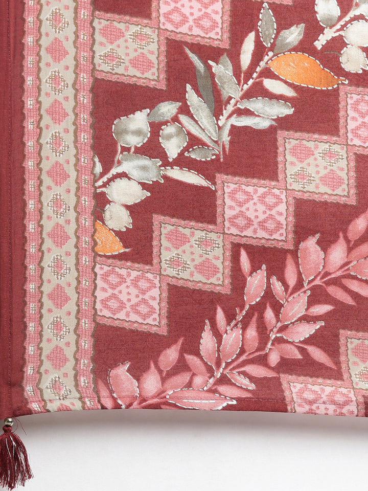 Neerus Pink printed straight kurta set - detail view 4