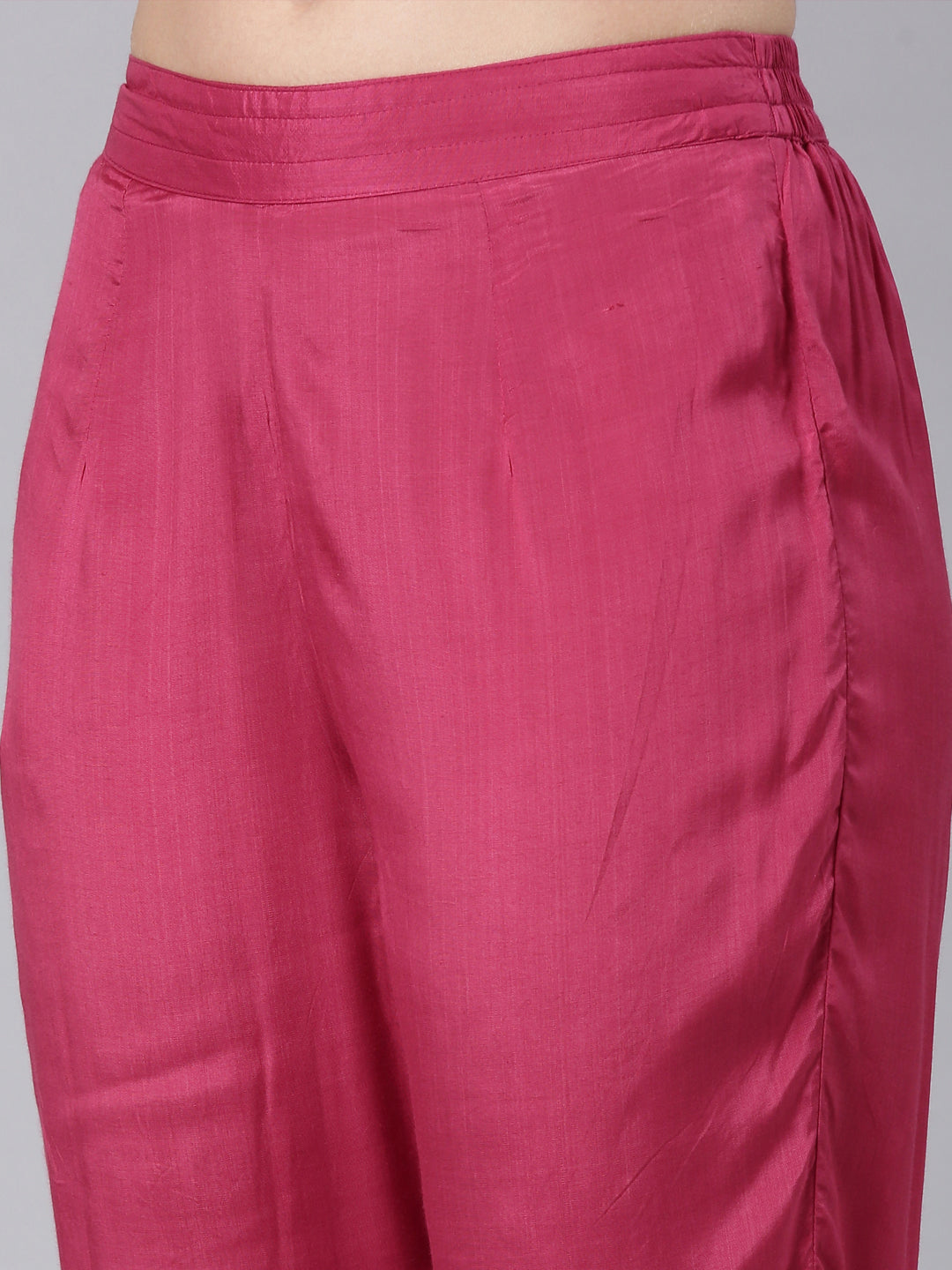 Neerus Pink muslin printed kurta set with trouser - detail view 4