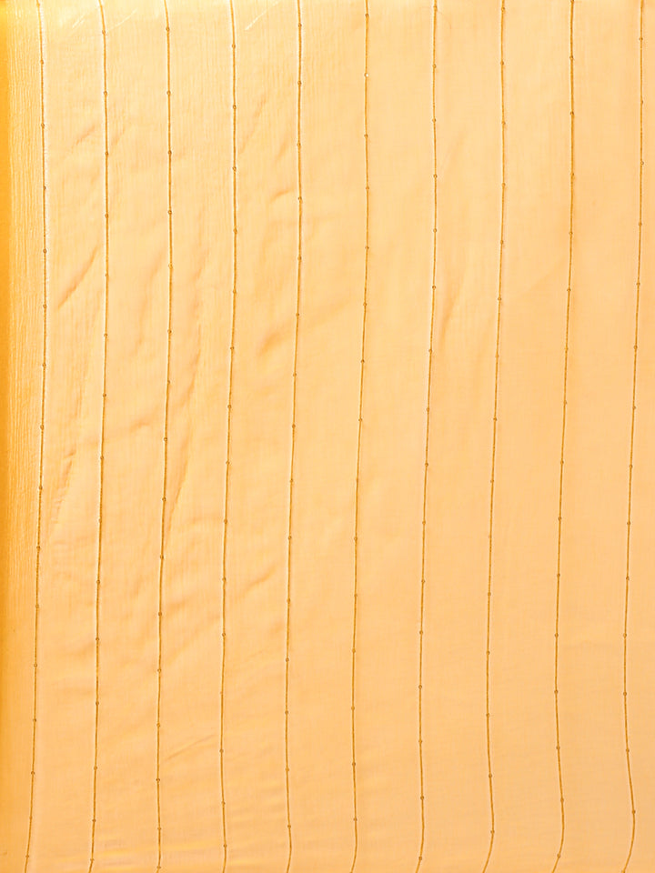 Mustard Muslin Straight three piece hand embroidered suit set