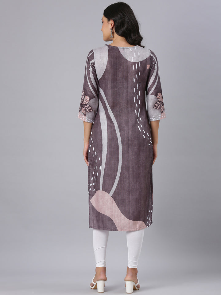 Neerus Grey Straight Casual Tribal Kurtas