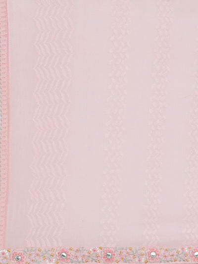 Neerus Pink Embroidered Straight Kurta and Trousers With Dupatta