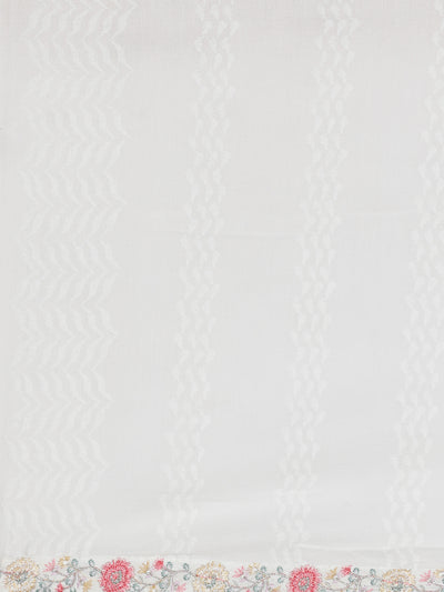 Neerus white Embroidered Straight Kurta and Trousers With Dupatta