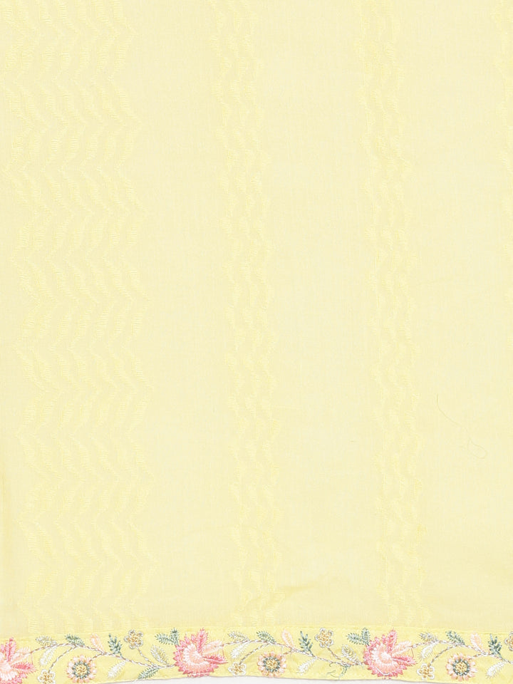 Neerus Yellow Solid Straight Kurta and Trousers With Dupatta