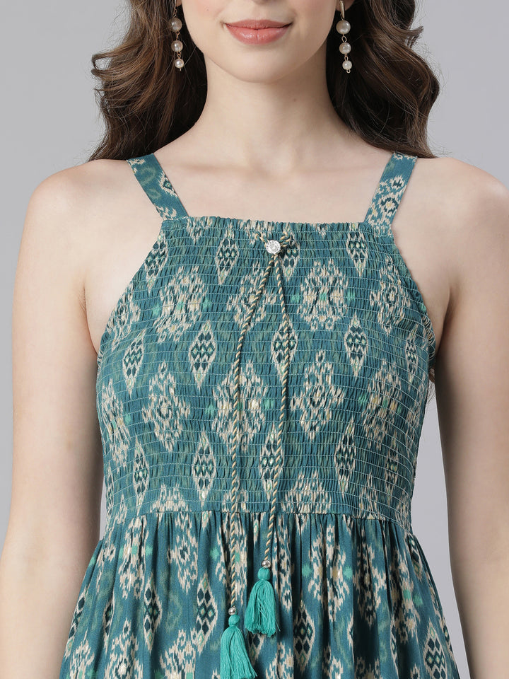 Neerus White Anarkali Casual Printed Kurta With Jacket