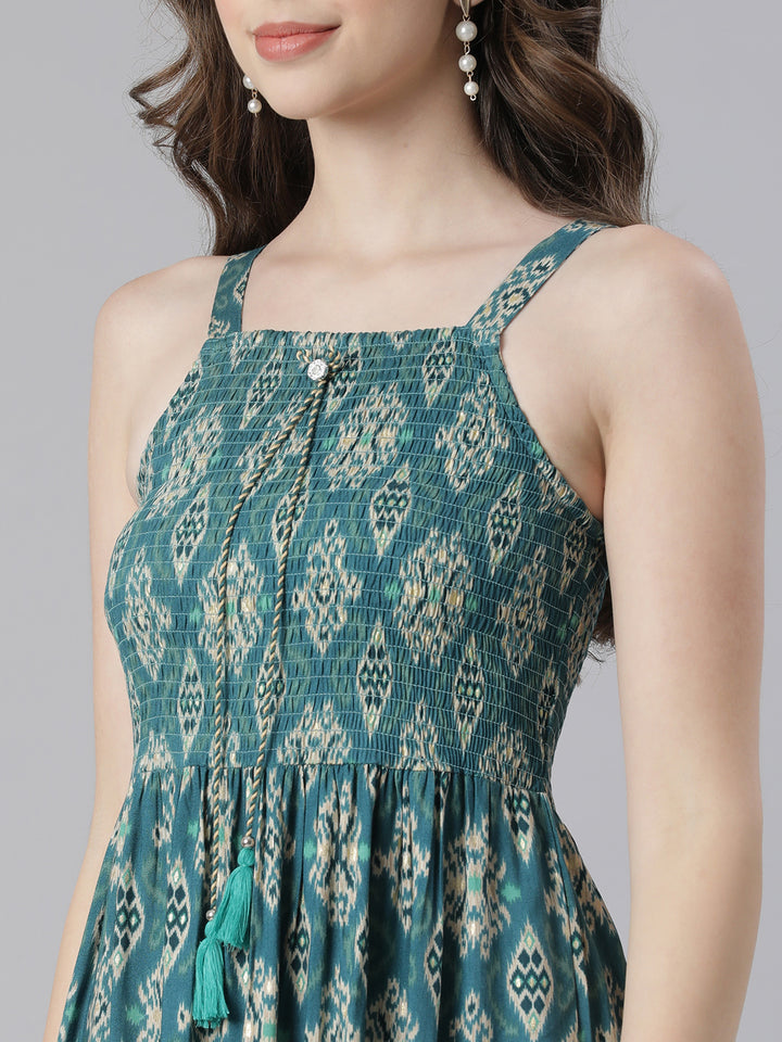 Neerus White Anarkali Casual Printed Kurta With Jacket