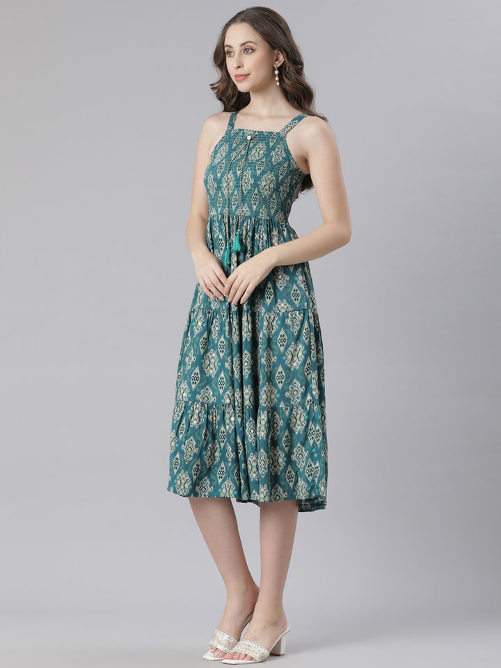 Neerus White Anarkali Casual Printed Kurta With Jacket