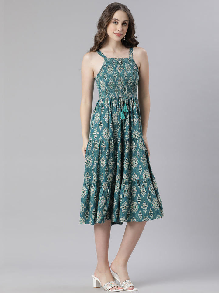 Neerus White Anarkali Casual Printed Kurta With Jacket