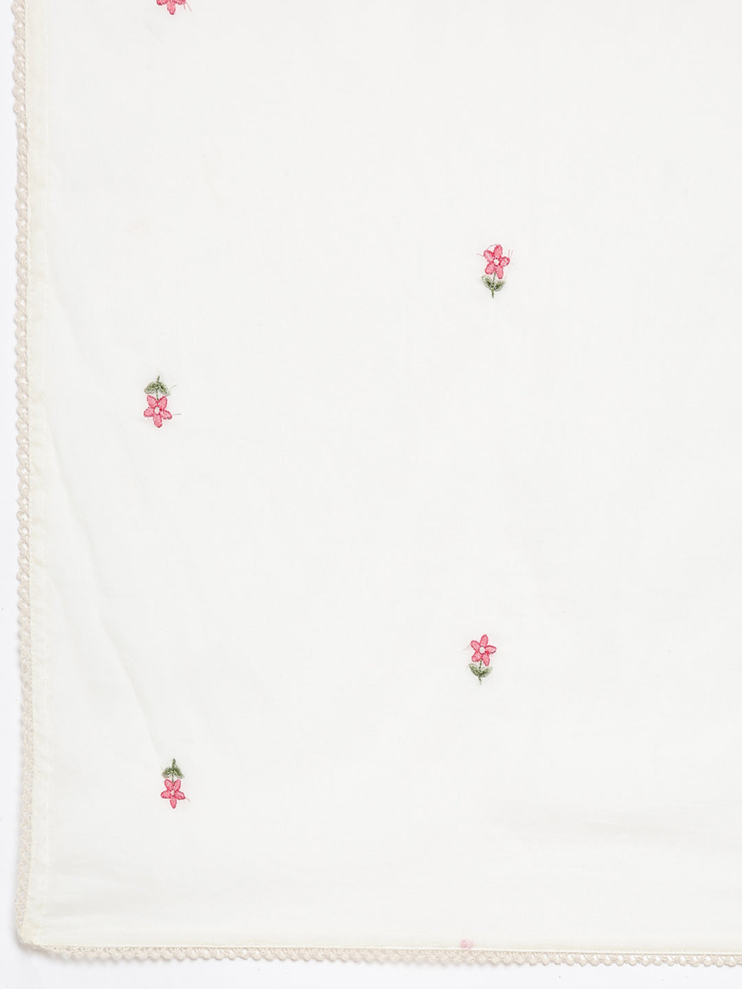 Neerus Off White Solid Curved Kurta and Trousers With Dupatta